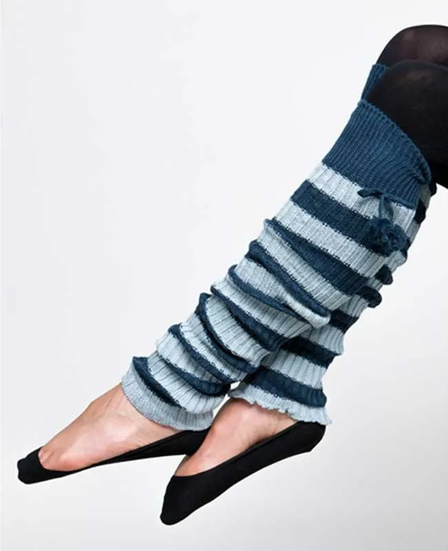 Striped Cable Knit Leg Warmers