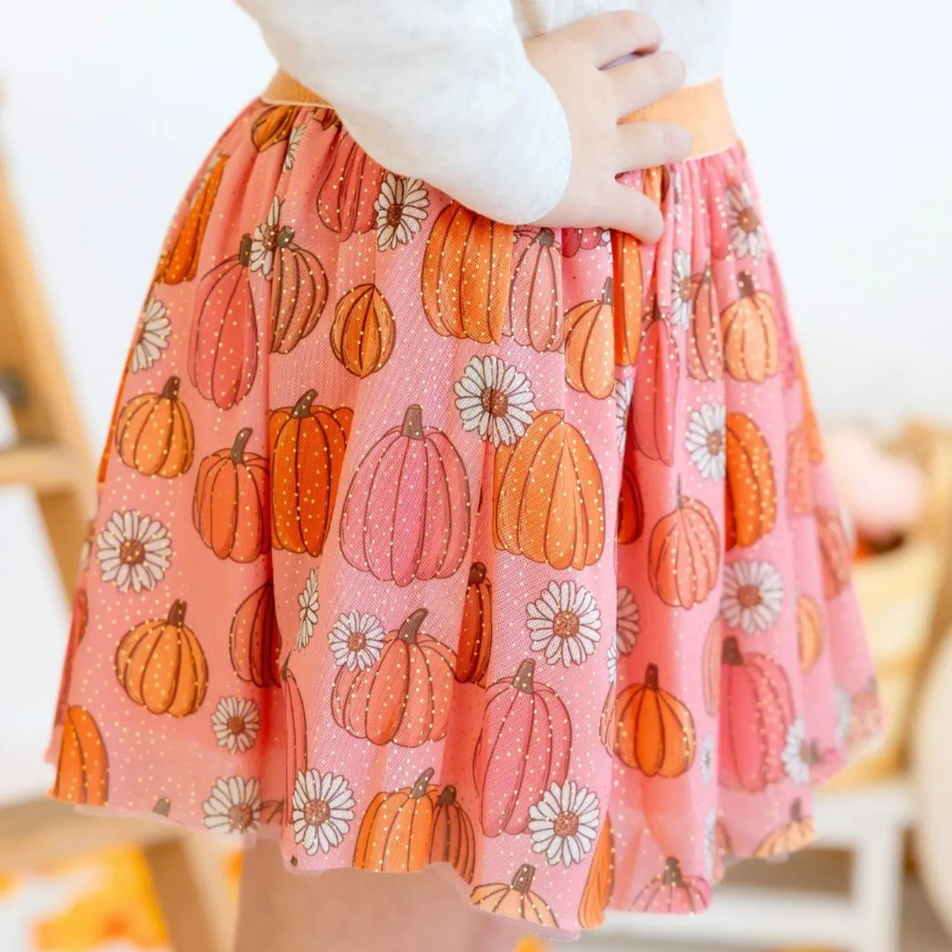 Sweet Wink Girls Pumpkin Daisy Tutu Skirt