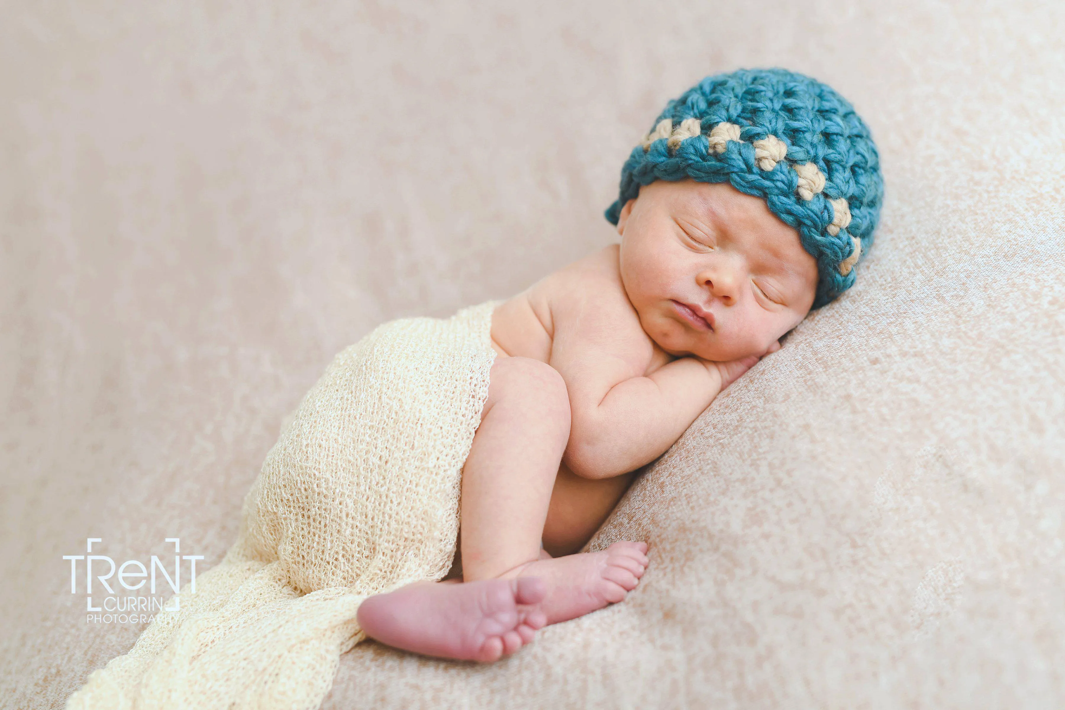 Teal Blue Tan Striped Hat