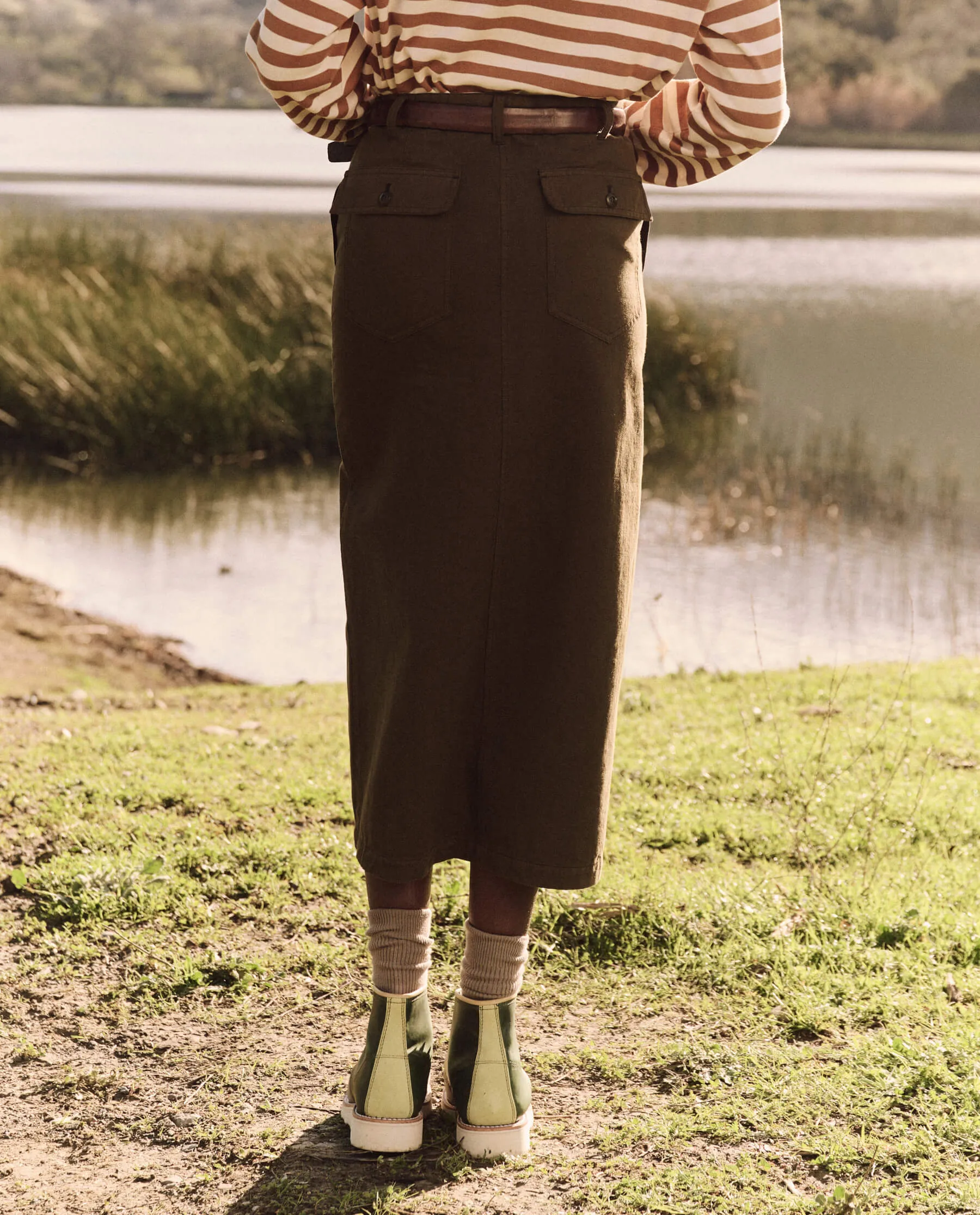 The Button Front Column Skirt. -- Vintage Military