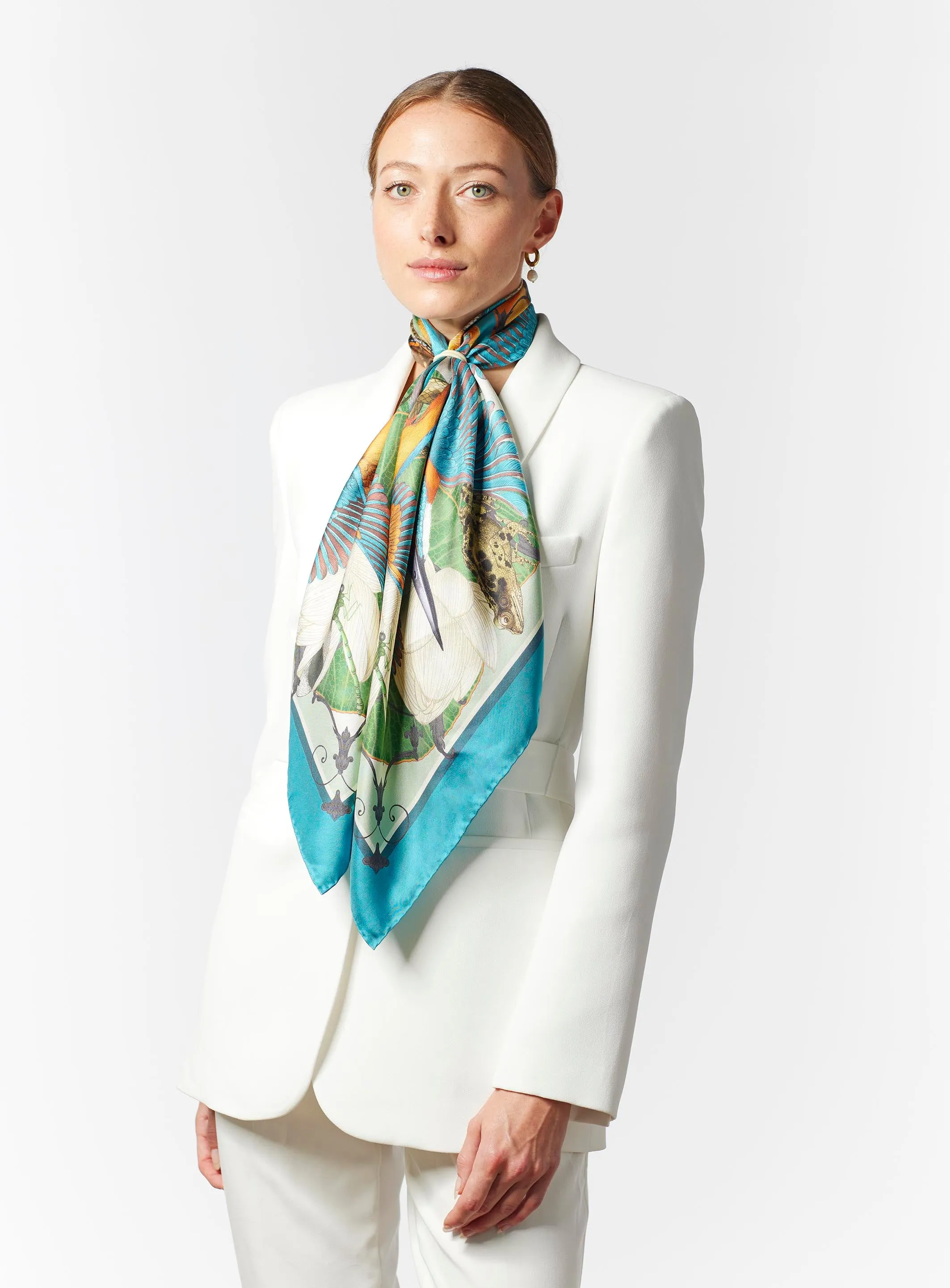 The Frog & Kingfisher Silk Scarf | 90x90cm