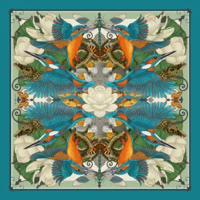 The Frog & Kingfisher Silk Scarf | 90x90cm