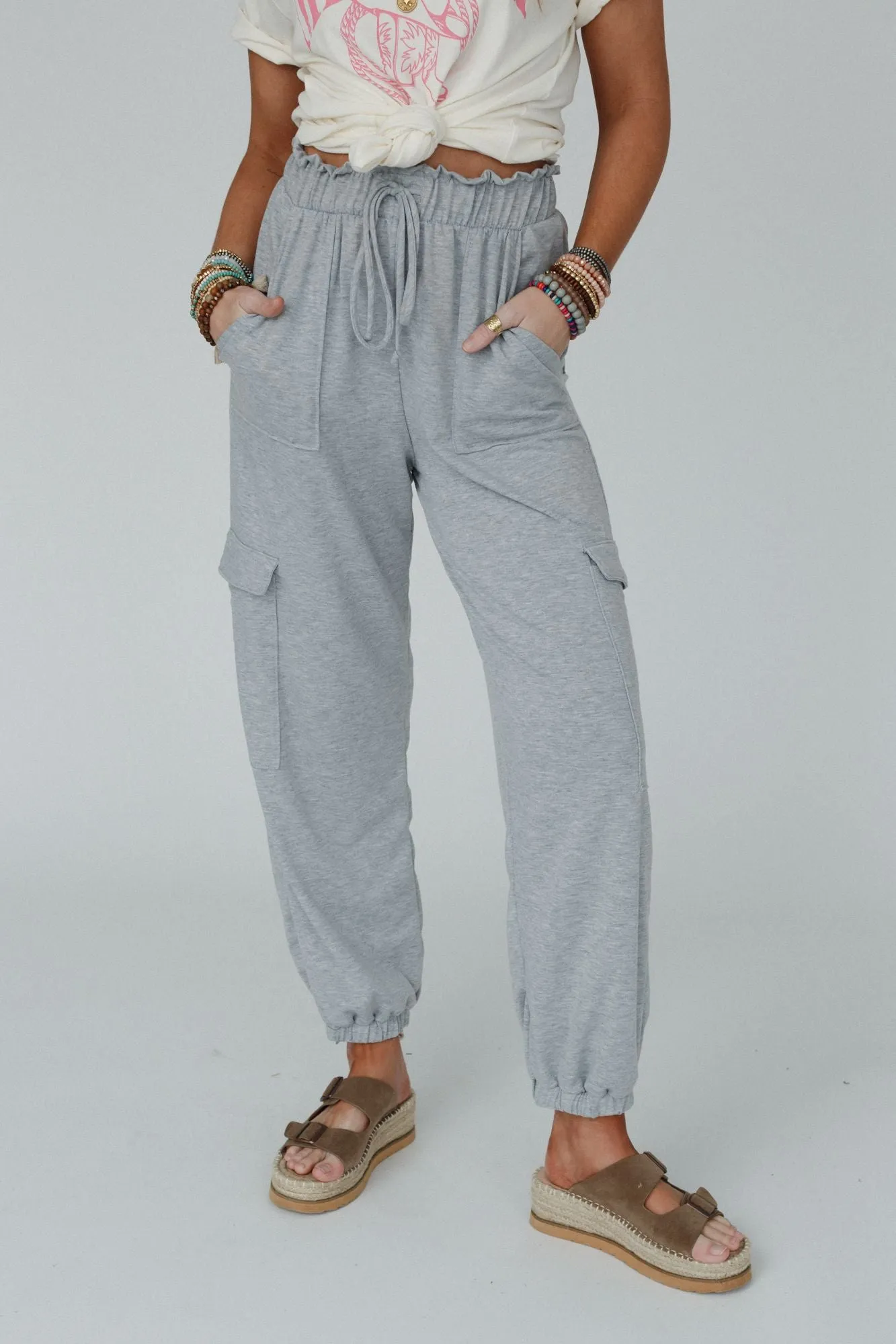 The Nest Easy Mornings Cinched Pants - Heather Gray