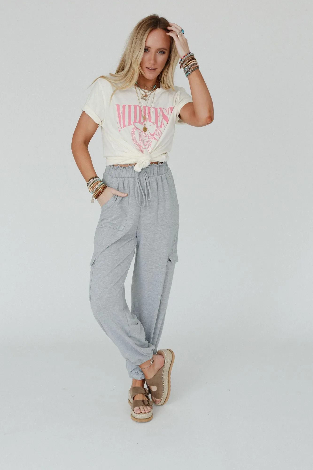 The Nest Easy Mornings Cinched Pants - Heather Gray