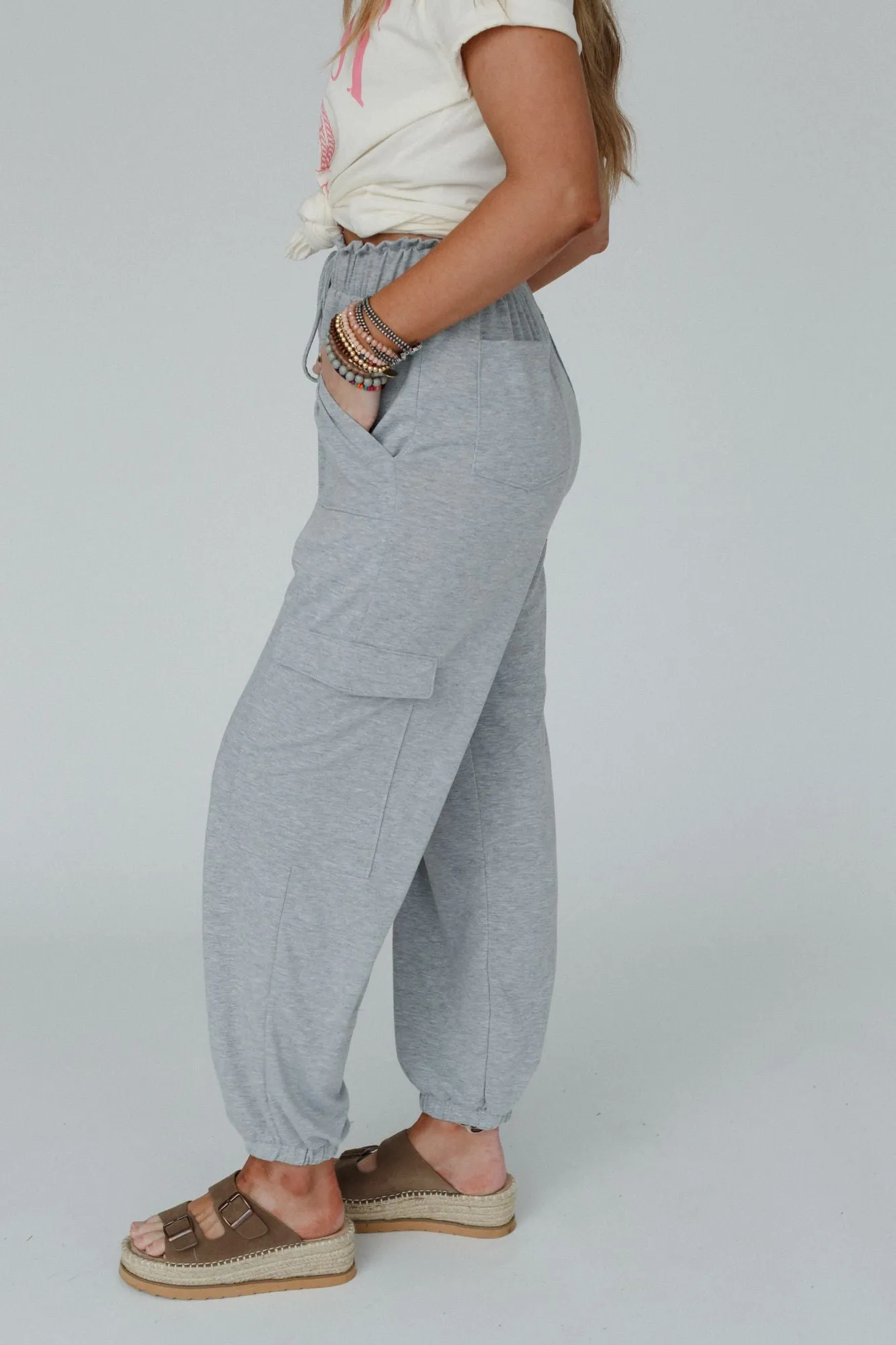 The Nest Easy Mornings Cinched Pants - Heather Gray