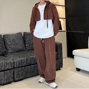 Thick Short Hooded Cardigan  And Sweatpants Set