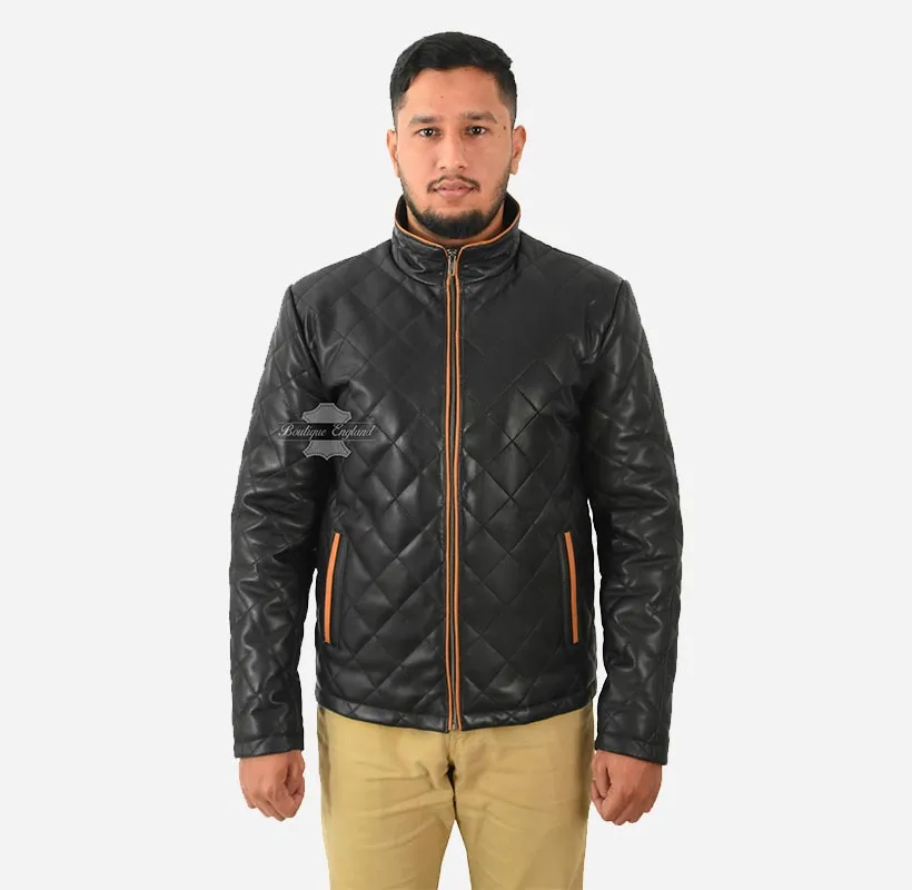 THORNHILL Men's Padded Leather Jacket Black