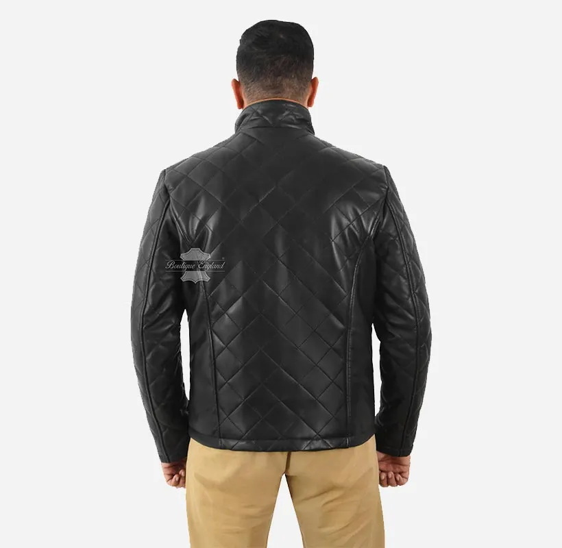 THORNHILL Men's Padded Leather Jacket Black