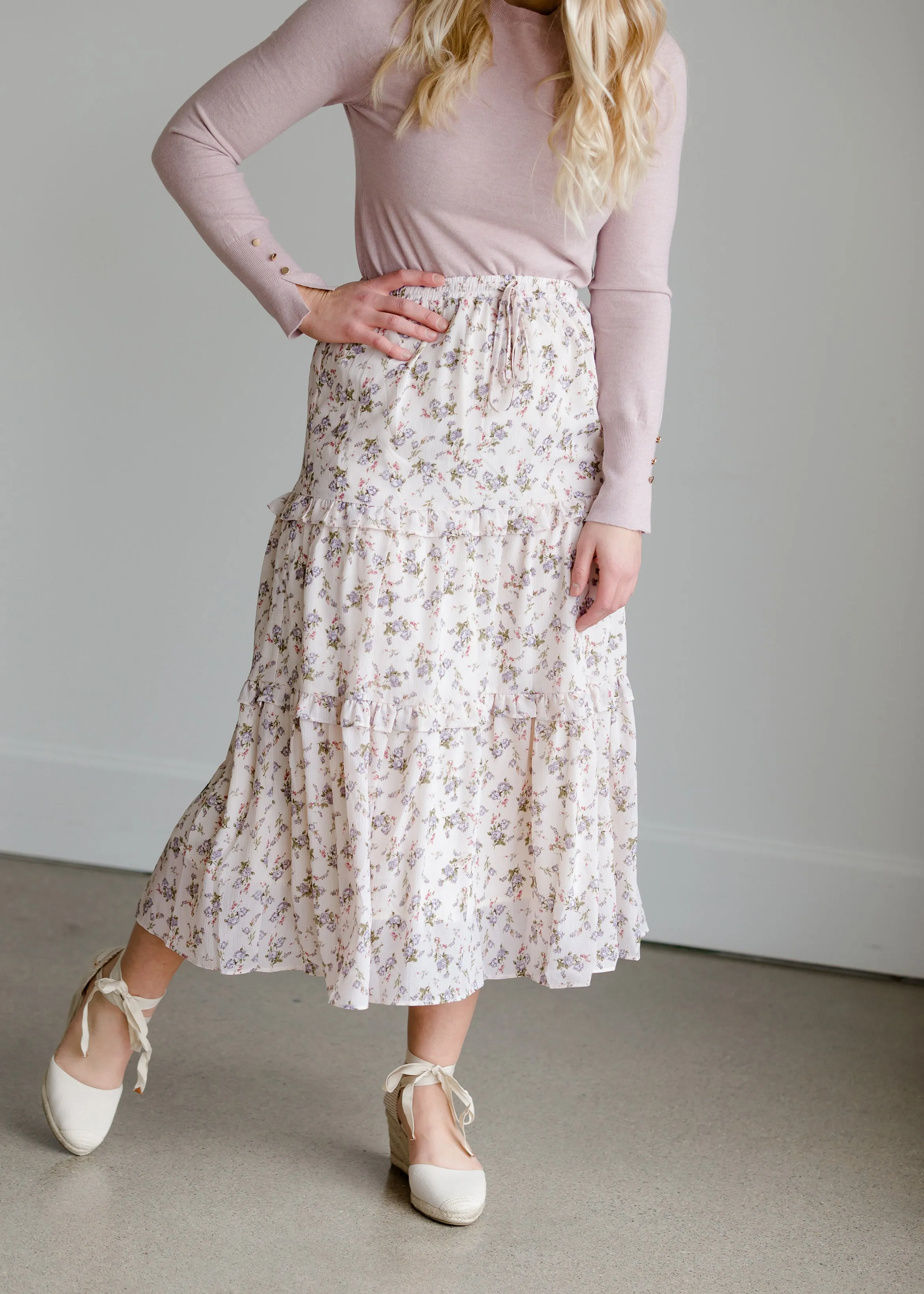 Tiered Floral High Waist Skirt - FINAL SALE