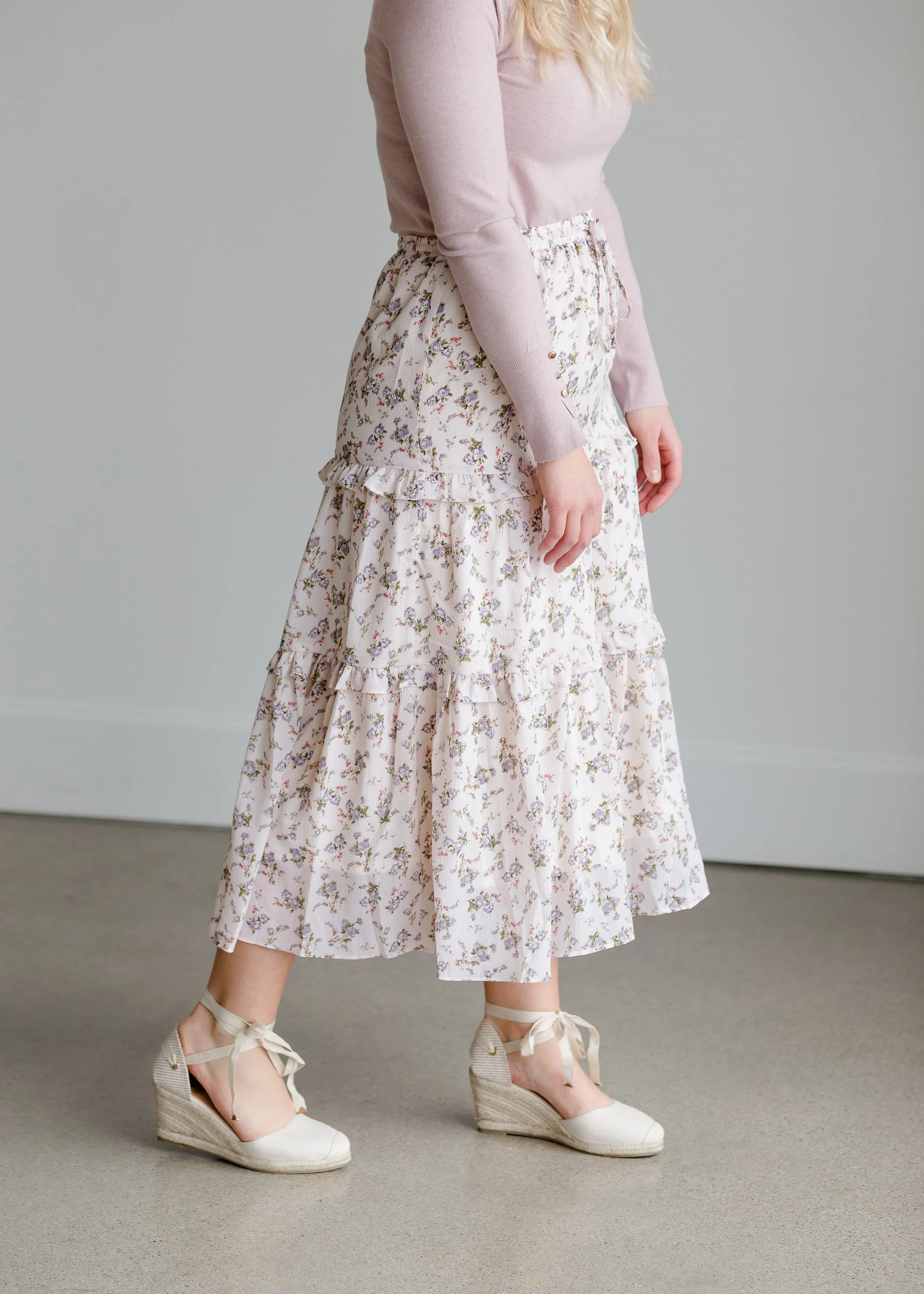 Tiered Floral High Waist Skirt - FINAL SALE