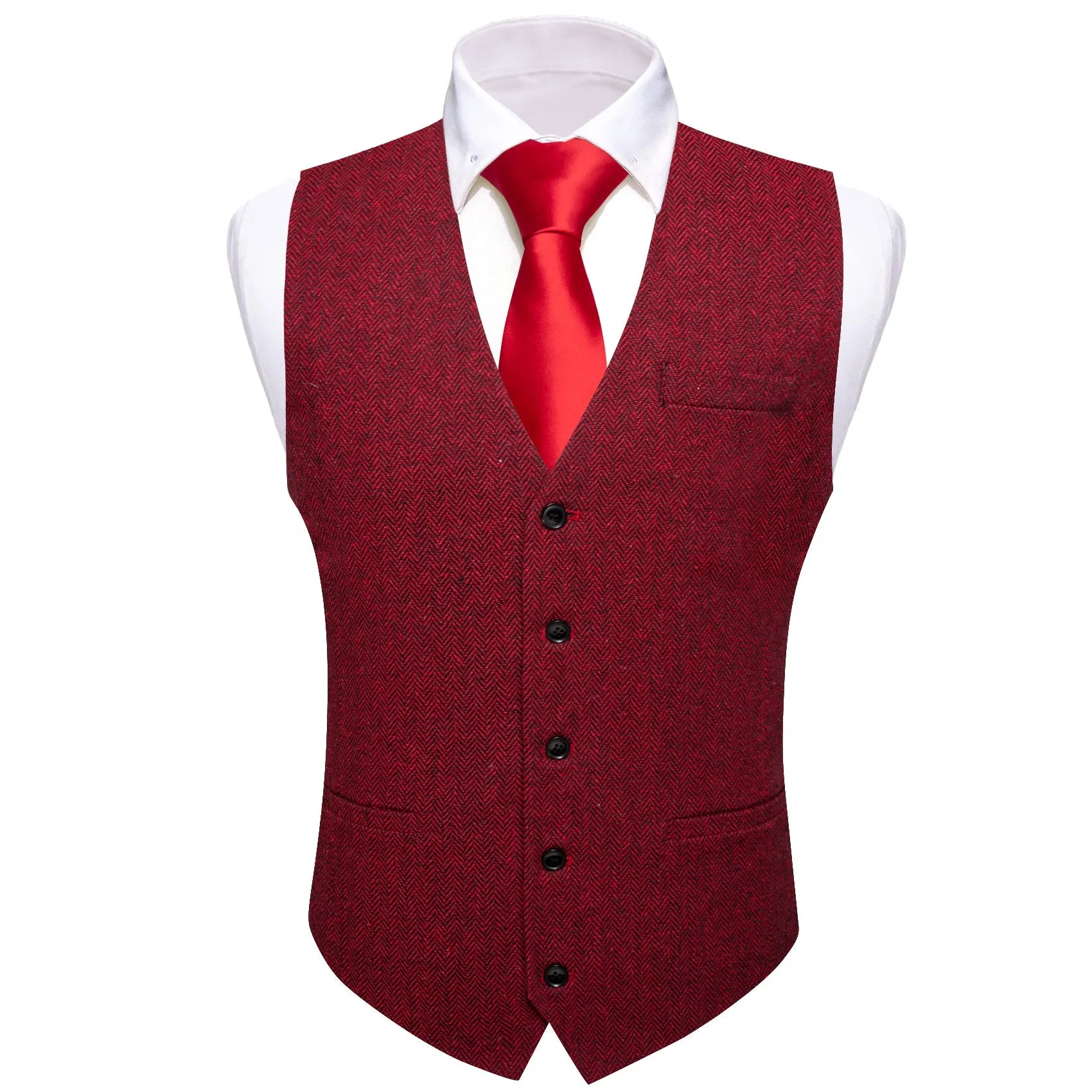 Ties2you Wedding Vest Wine Red Solid Jacquard Men's Single Vest