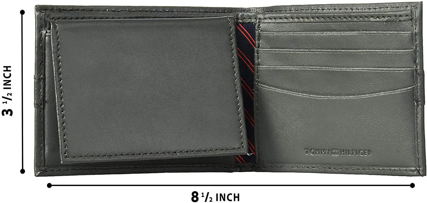 Tommy Hilfiger Men's Leather Slim Bifold Wallet with 6 Credit Card Pockets and Removable ID Window 31TL22X062