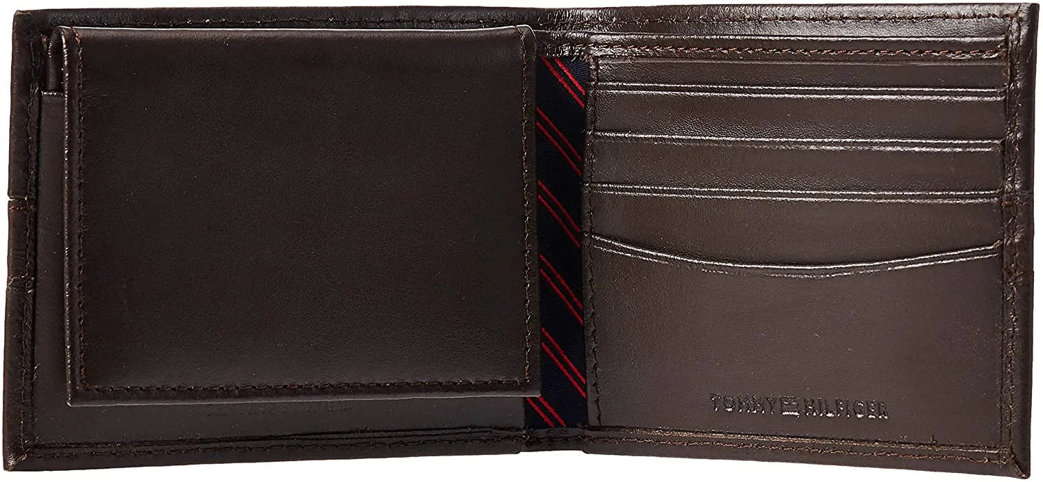 Tommy Hilfiger Men's Leather Slim Bifold Wallet with 6 Credit Card Pockets and Removable ID Window 31TL22X062