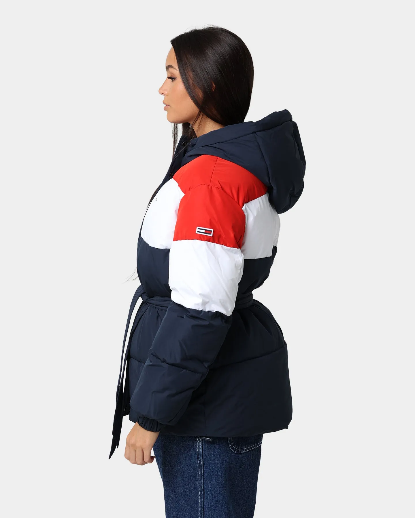 Tommy Jeans Belted Down Colour-Blocked Puffer Jacket Twilight Navy