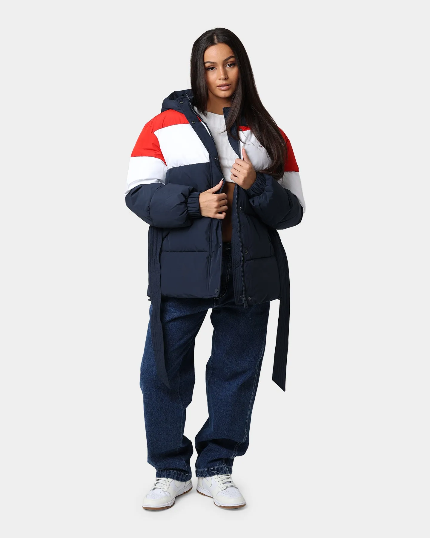 Tommy Jeans Belted Down Colour-Blocked Puffer Jacket Twilight Navy