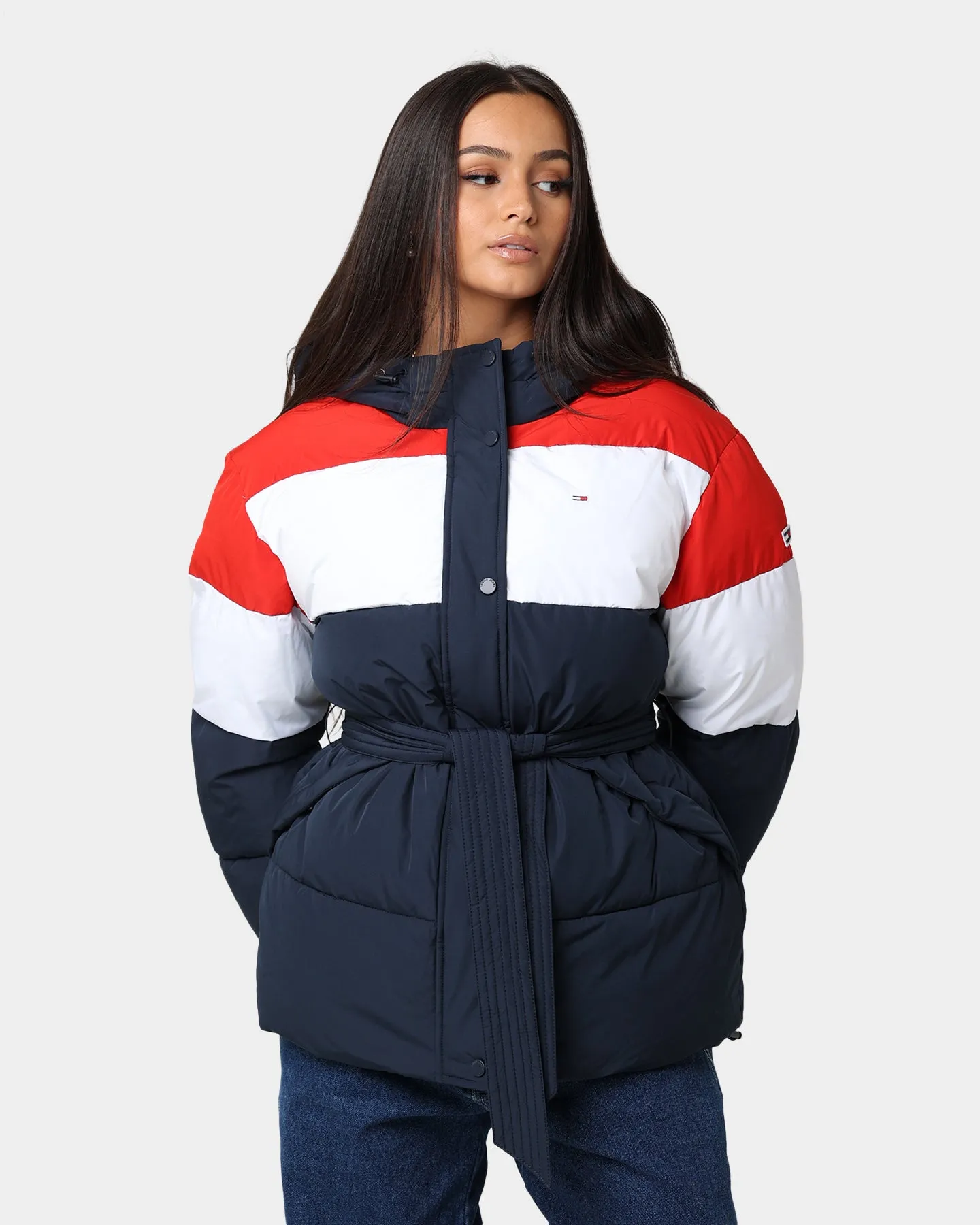 Tommy Jeans Belted Down Colour-Blocked Puffer Jacket Twilight Navy