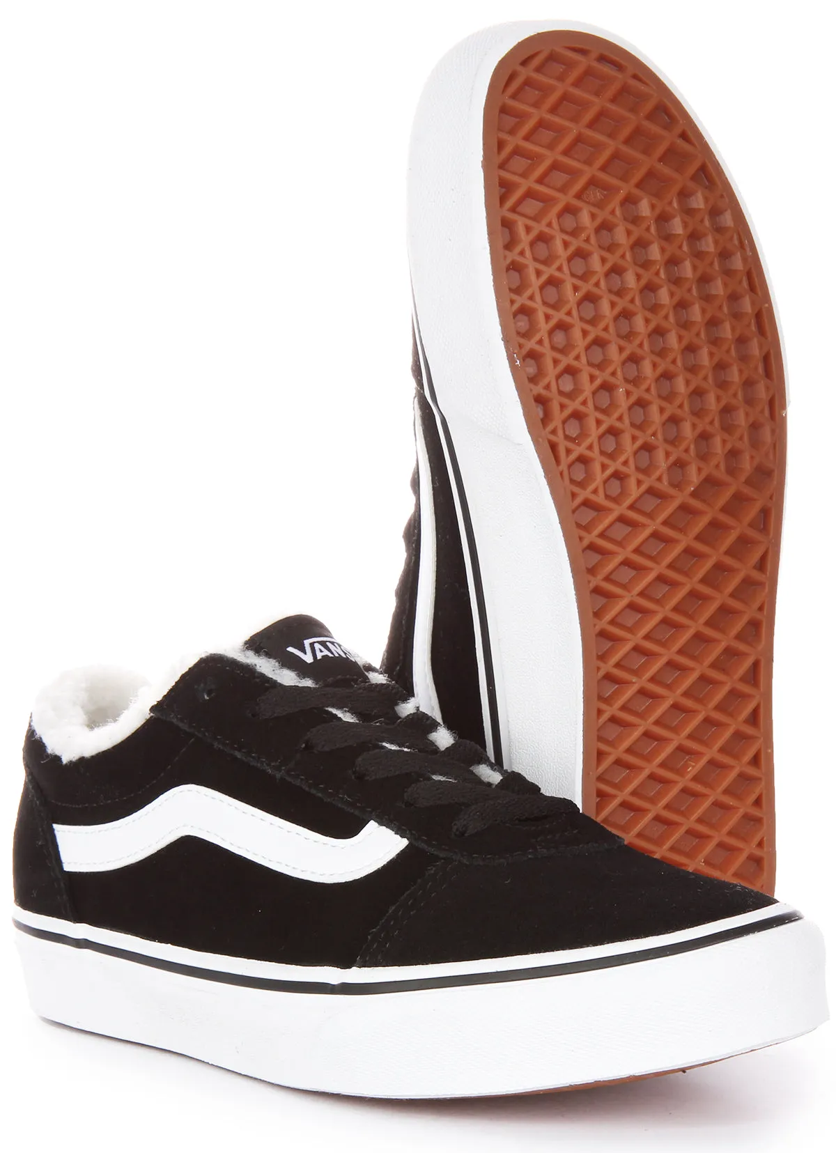 Vans Ward Fur In Black White For Women