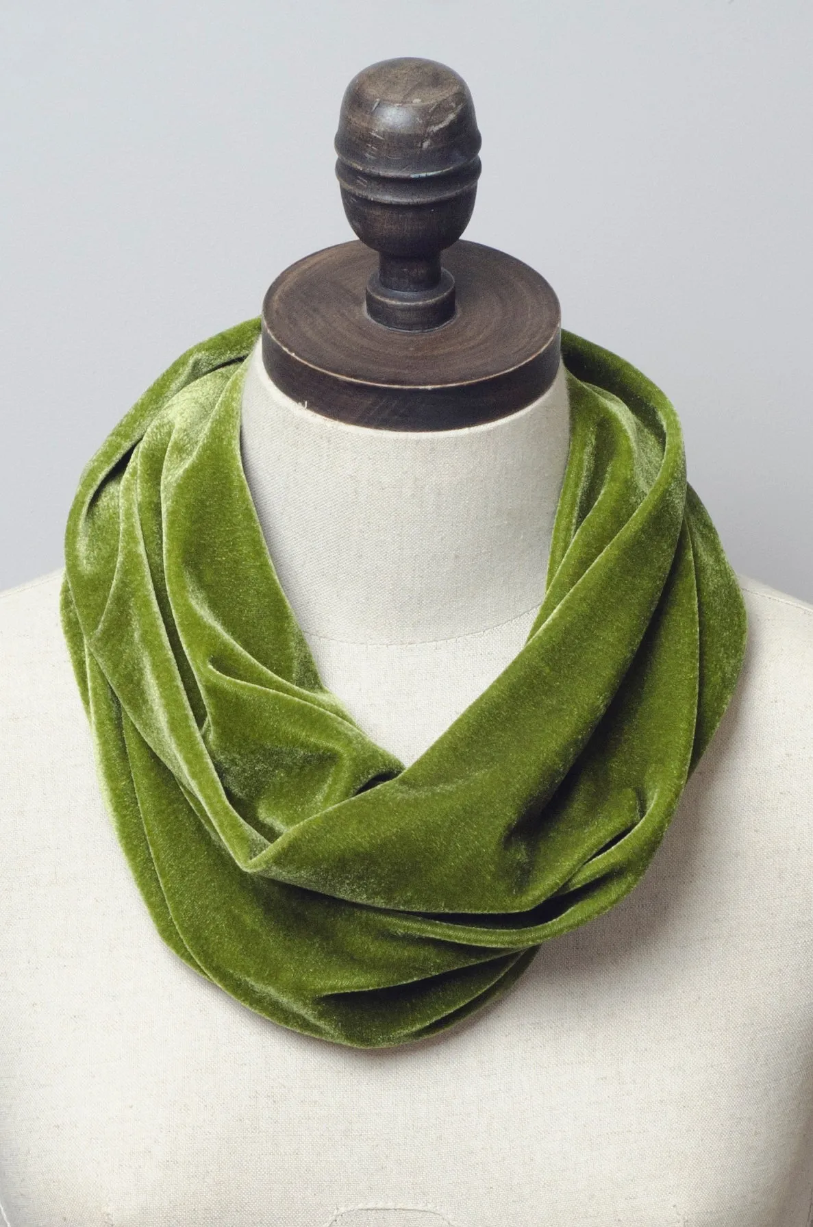 Velvet Cowl in Olive Green