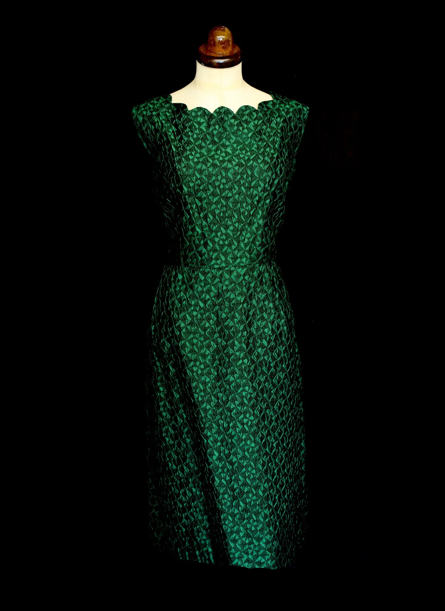 Vintage 1950s Green Brocade Wiggle Dress and Wrap