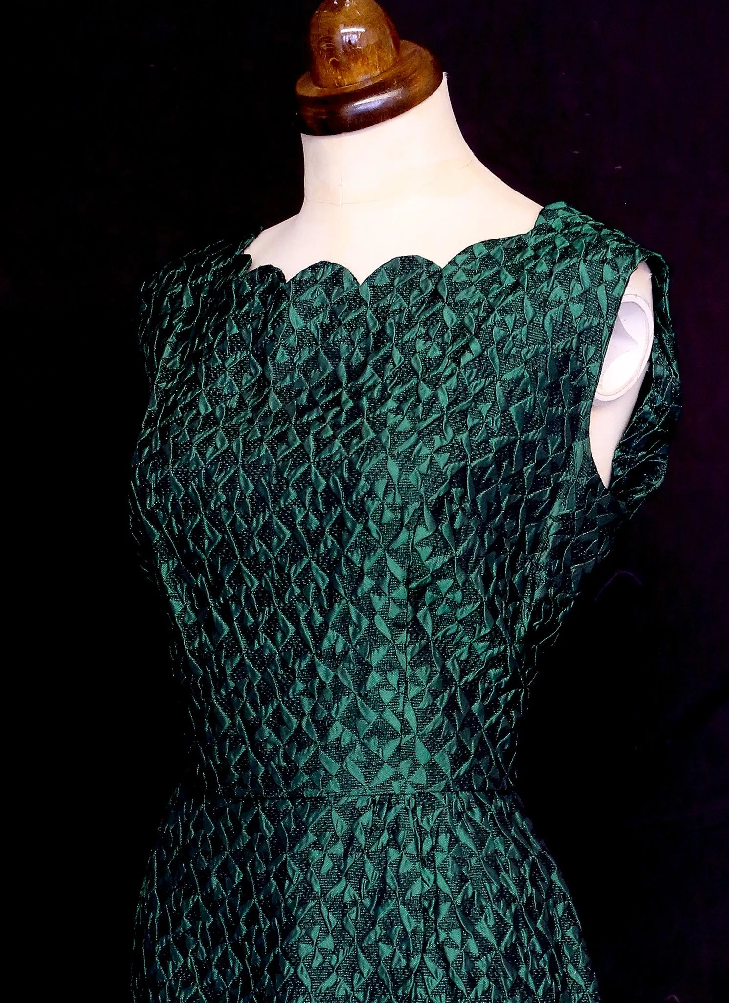 Vintage 1950s Green Brocade Wiggle Dress and Wrap