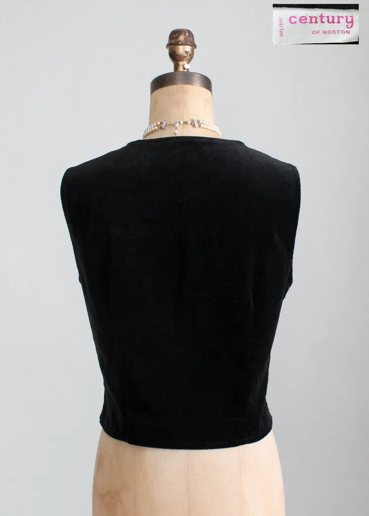 Vintage 1970s Black Velvet Vest