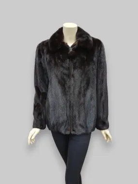 Vintage Dark Mink Zipper Jacket -Medium