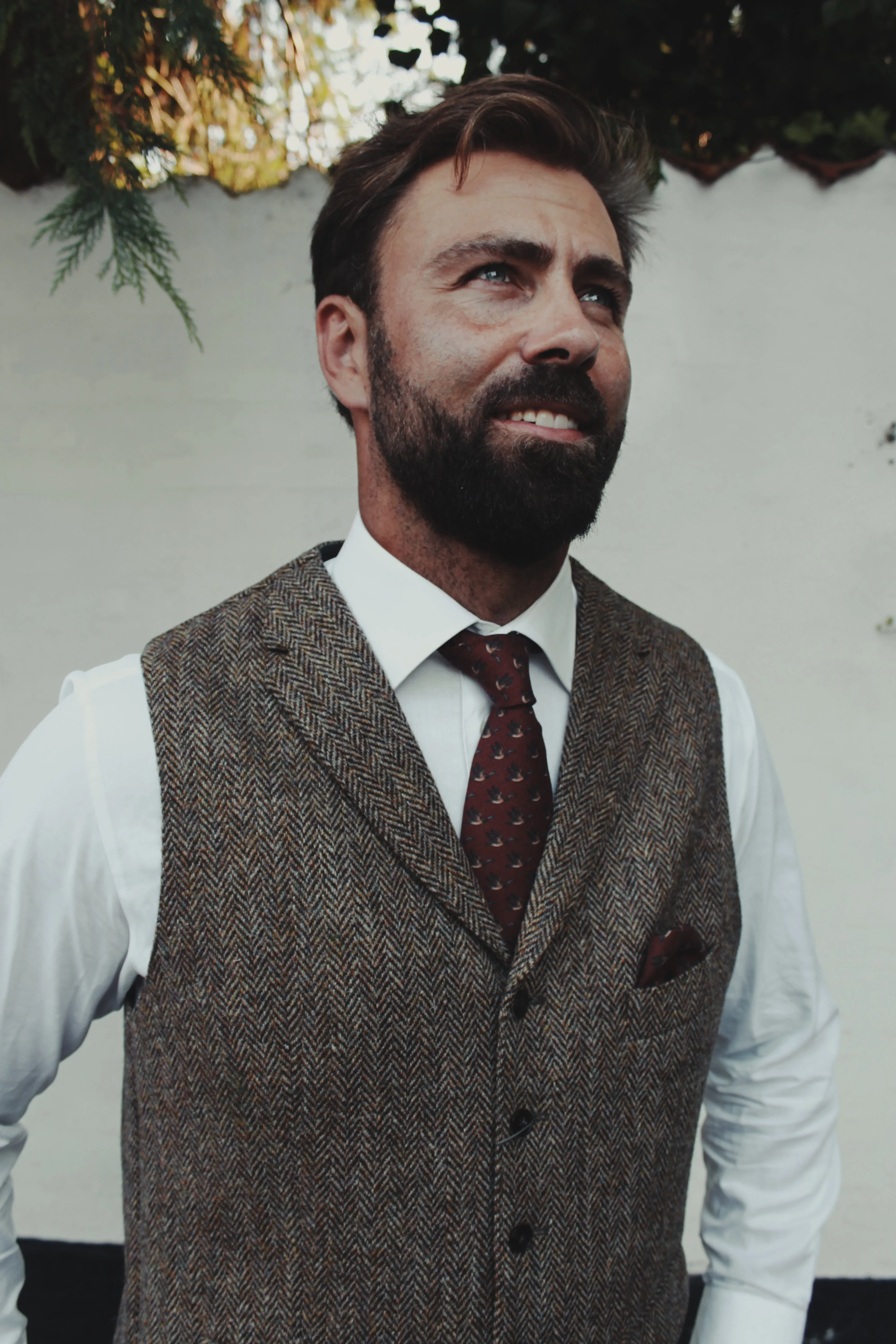 Wales tweed vest, Harris Tweed, country herringbone