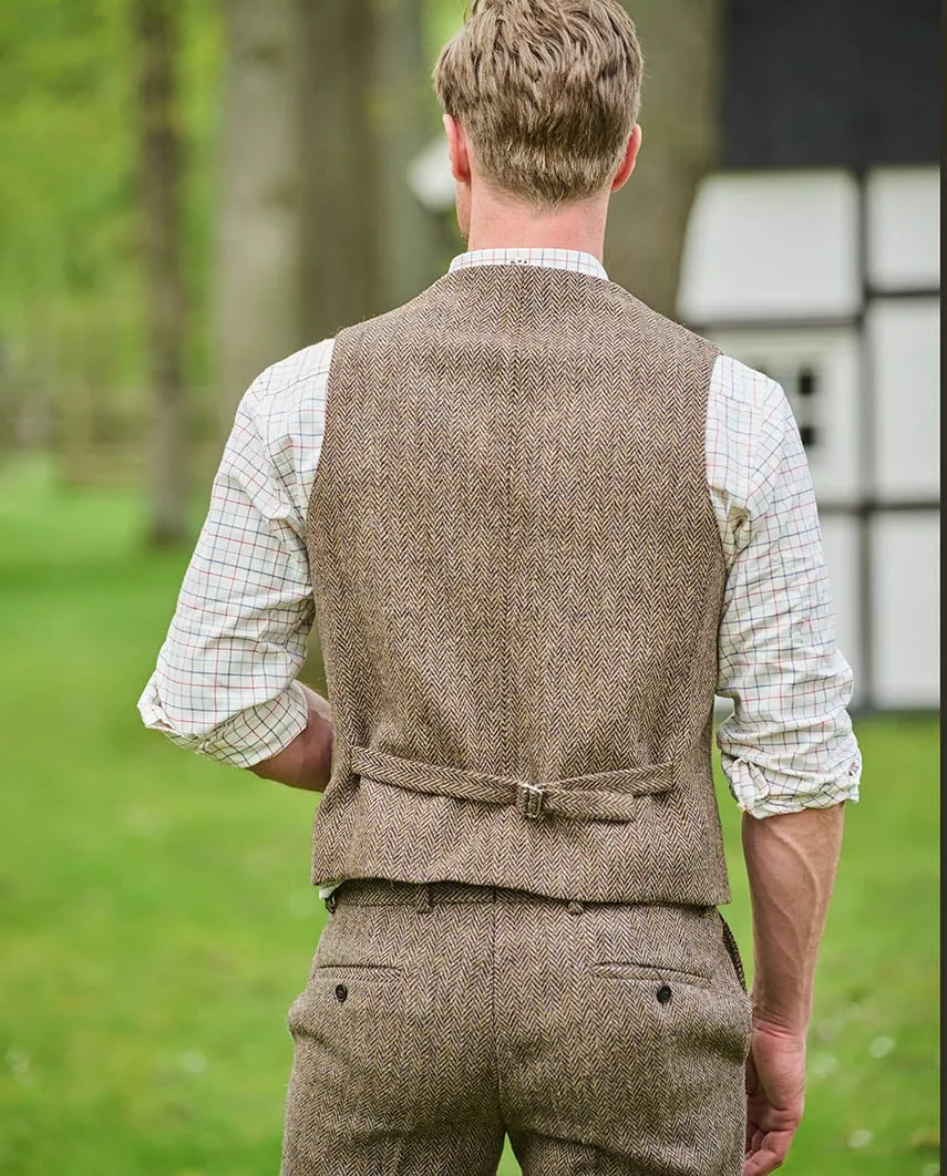 Wales tweed vest, Harris Tweed, country herringbone