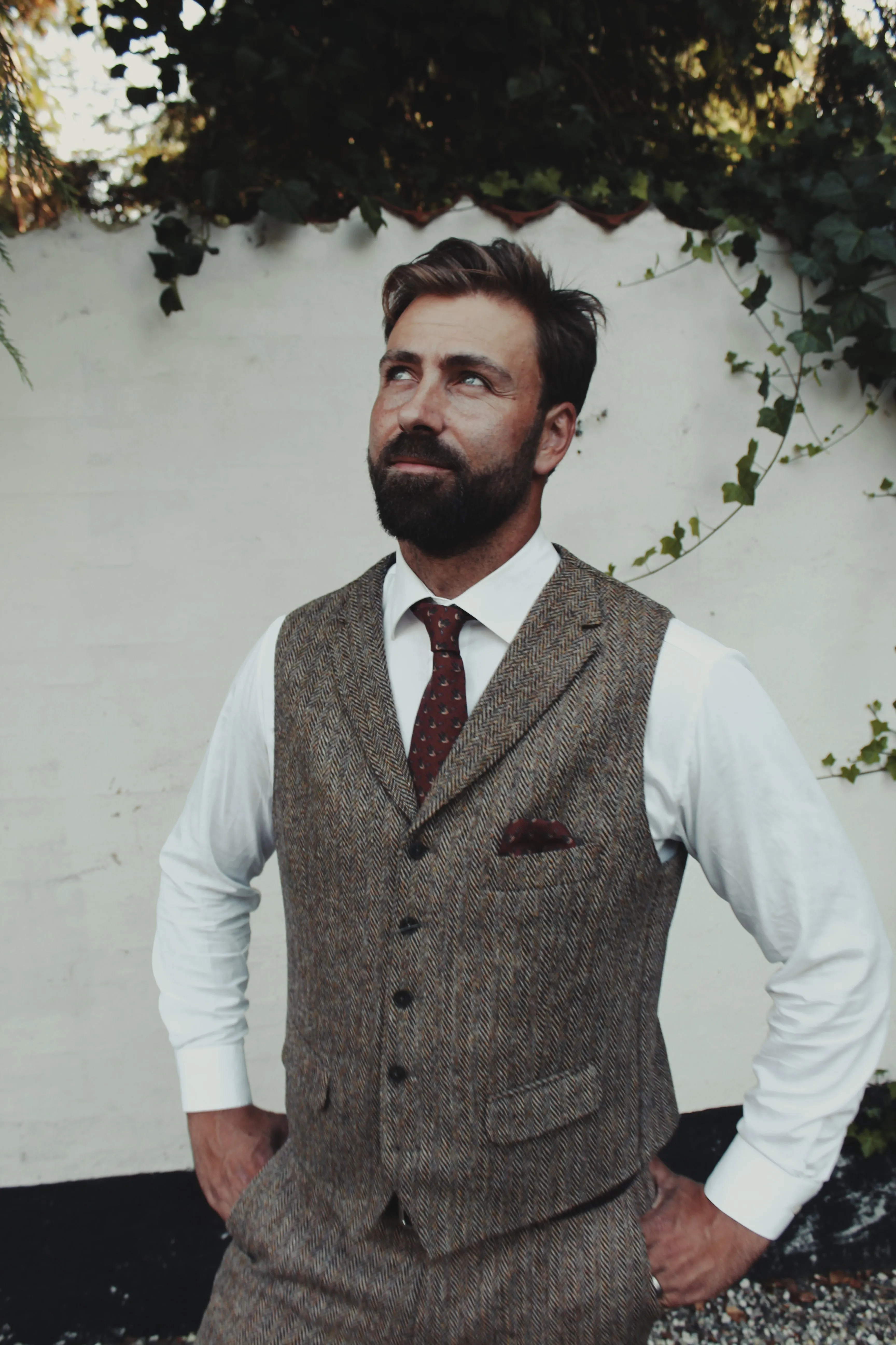 Wales tweed vest, Harris Tweed, country herringbone