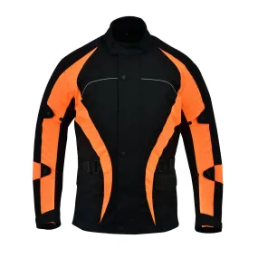 Warrior Gears® Hi Vis Bulls Motorcycle Jacket Men's Waterproof - Black/Orange