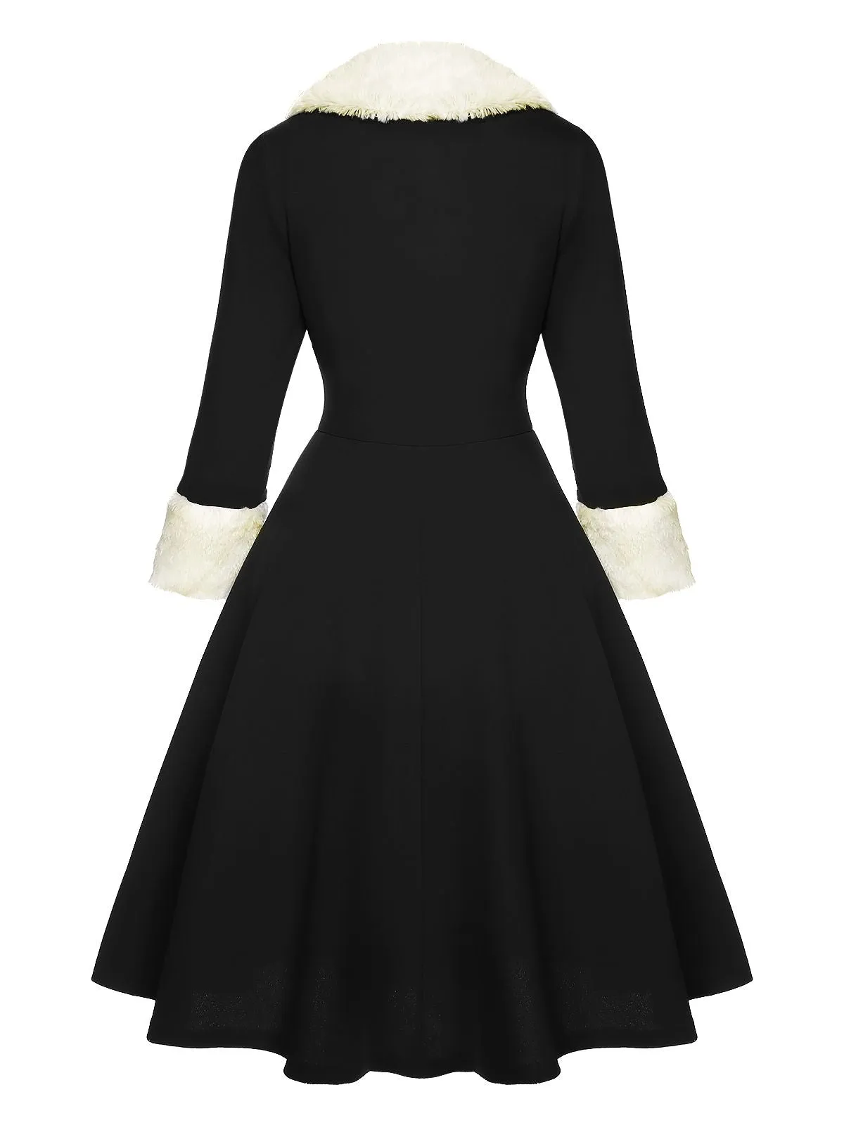 White 1950s Christmas Lapel Dress