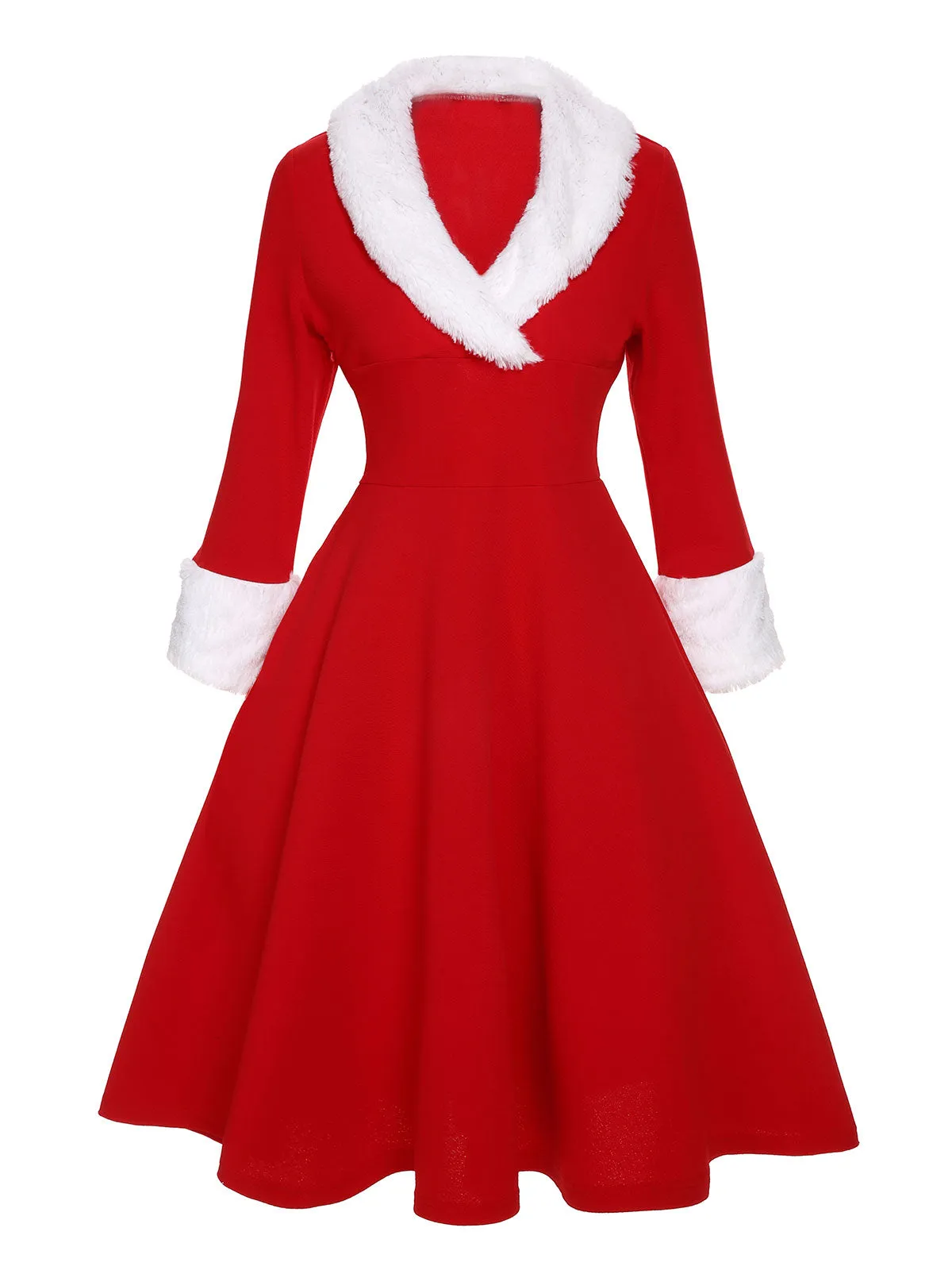 White 1950s Christmas Lapel Dress