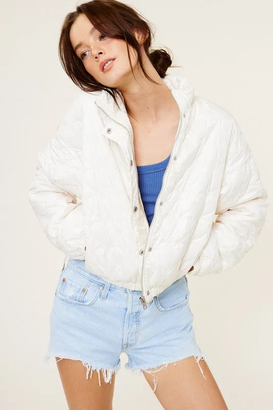 White Heart Pattern Lightweight Fashion Jacket