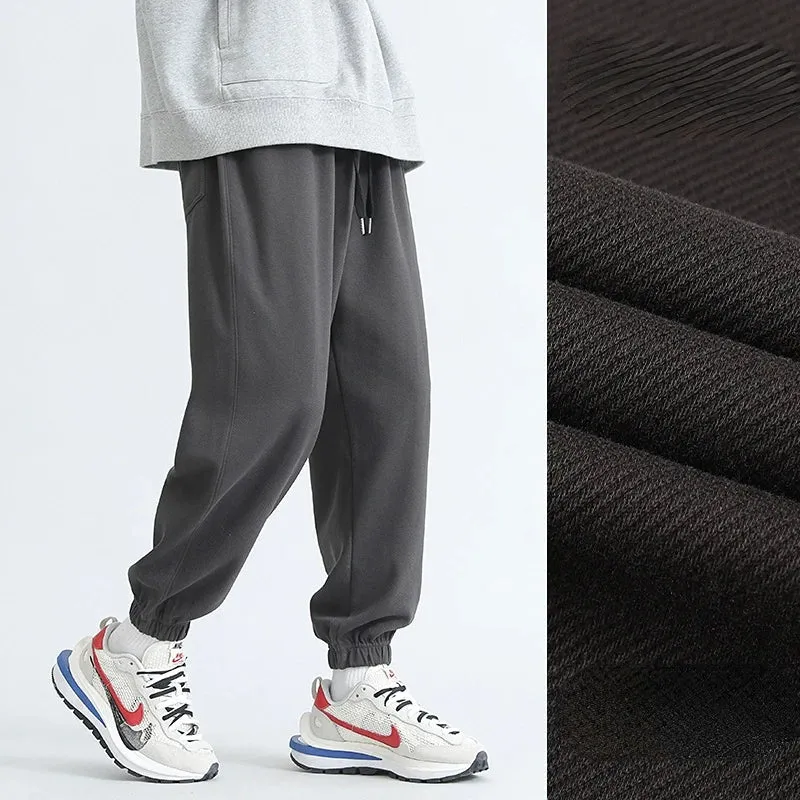 Wiaofellas  - Autumn Men New High Waist Joggers Male Loose Casual Trousers Sweatpants Men Solid Color Casual Workout Sweatpants W222