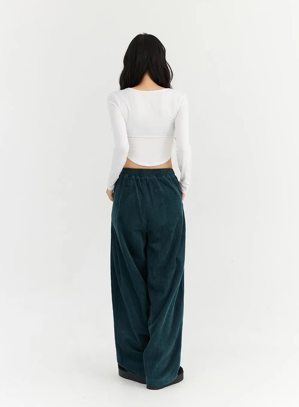 Wide Leg Corduroy Sweatpants CN303