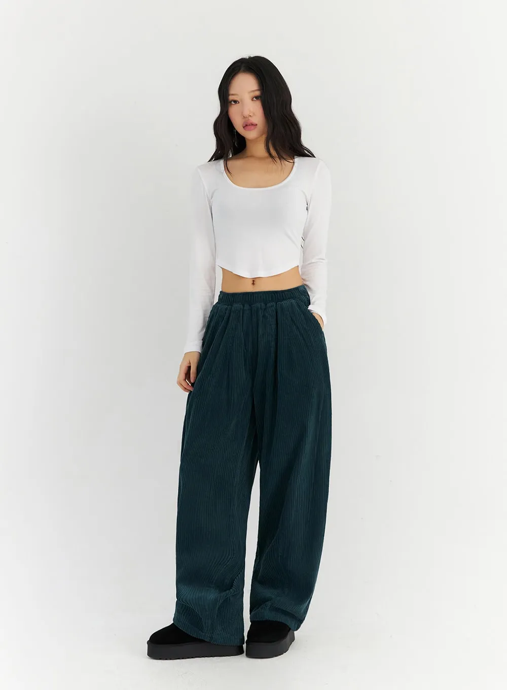 Wide Leg Corduroy Sweatpants CN303