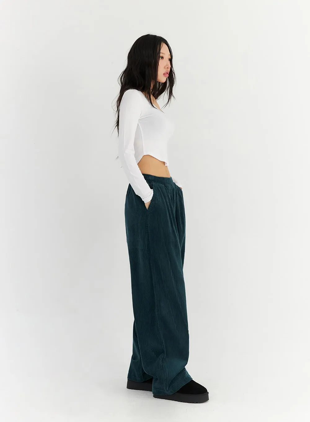 Wide Leg Corduroy Sweatpants CN303