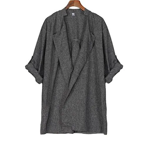 Women Cardigan,Haoricu Womens Open Front Trench Coat Long Cloak Jackets Overcoat Waterfall Cardigan (XXL, Gray)