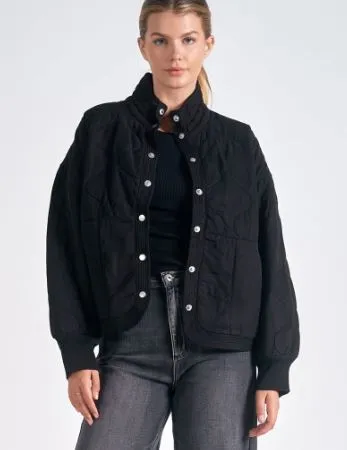 Women's Elan Quilted Bomber Black Jacket