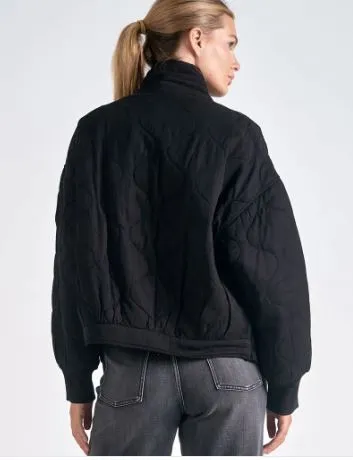 Women's Elan Quilted Bomber Black Jacket