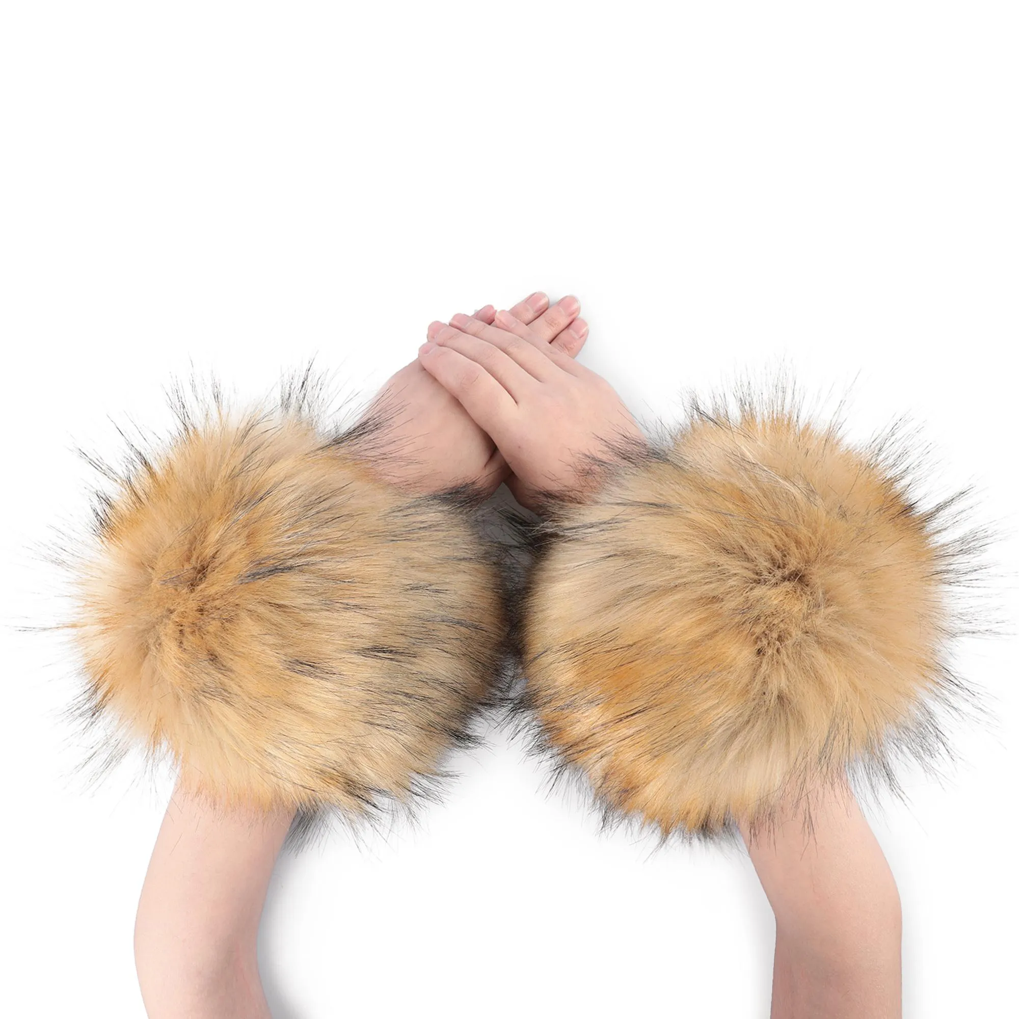 Women's Faux Fur Wrist Cuffs Winter Fluffy Arm Warmer Boot Cuffs Fur Leg Warmers