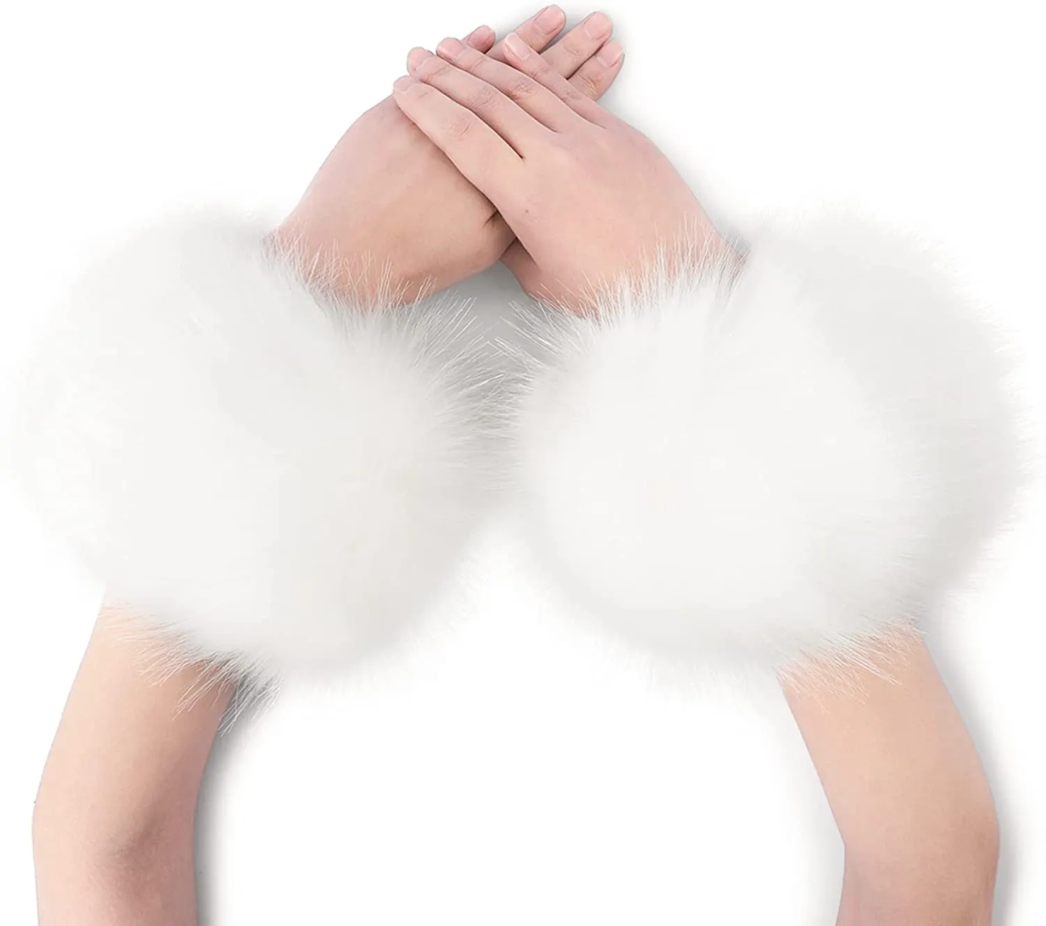 Women's Faux Fur Wrist Cuffs Winter Fluffy Arm Warmer Boot Cuffs Fur Leg Warmers