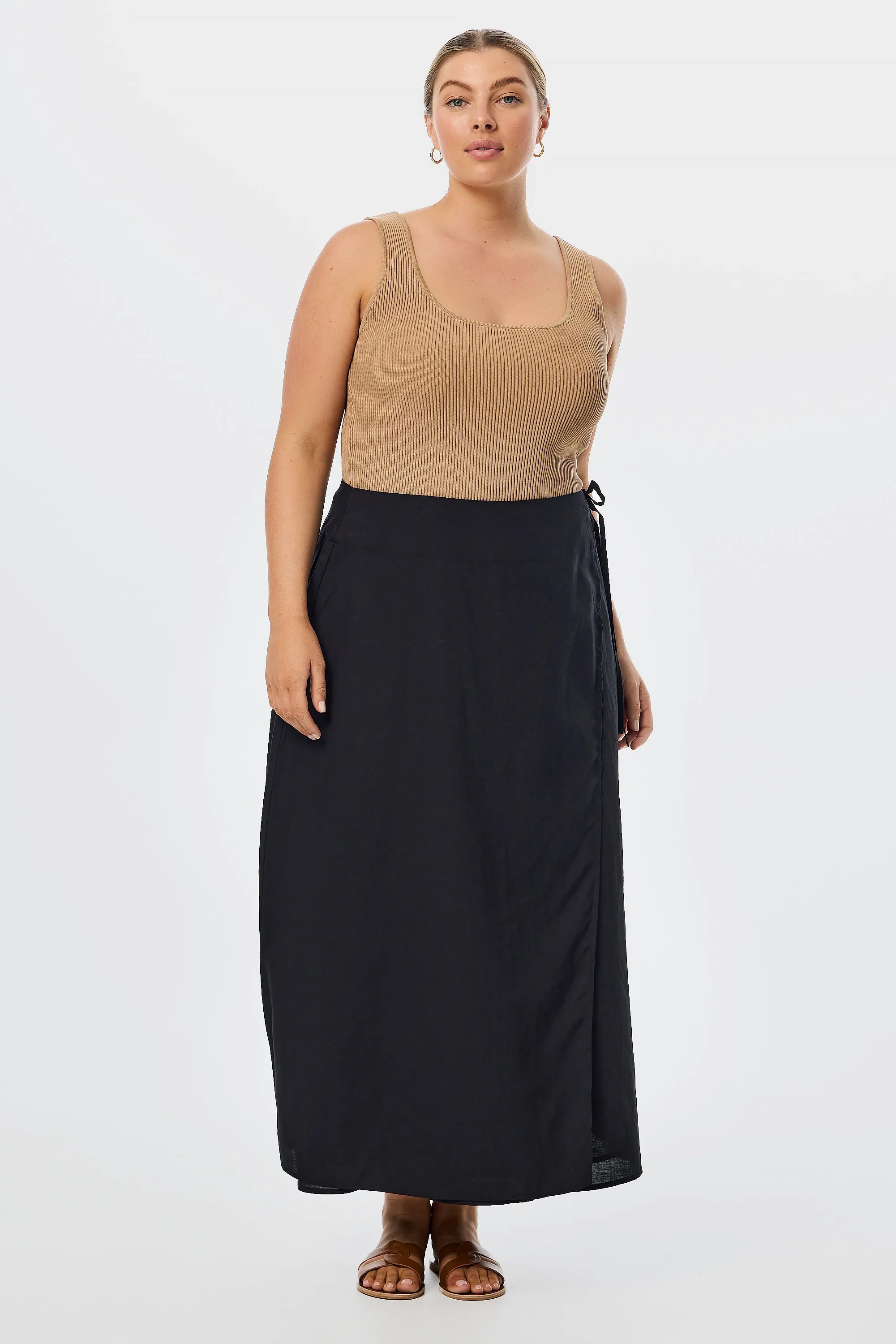 Wrap Midi Skirt - Black