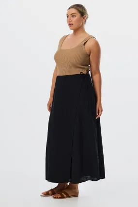 Wrap Midi Skirt - Black