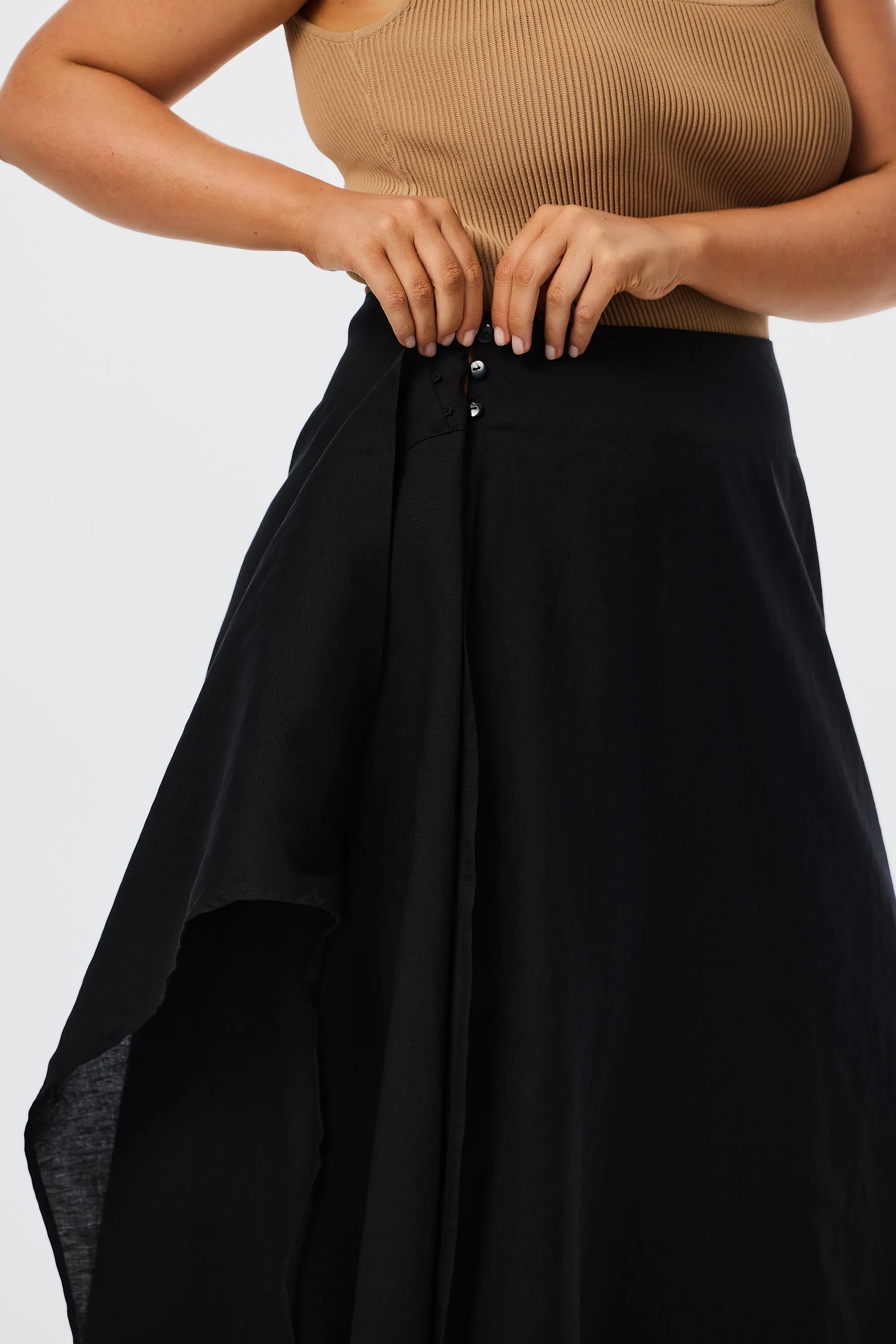 Wrap Midi Skirt - Black