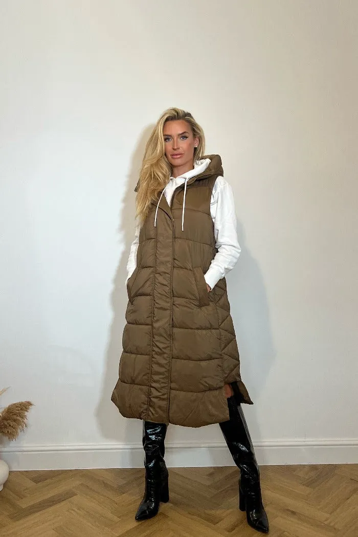 Y.A.S PADDED VEST COAT IN BROWN