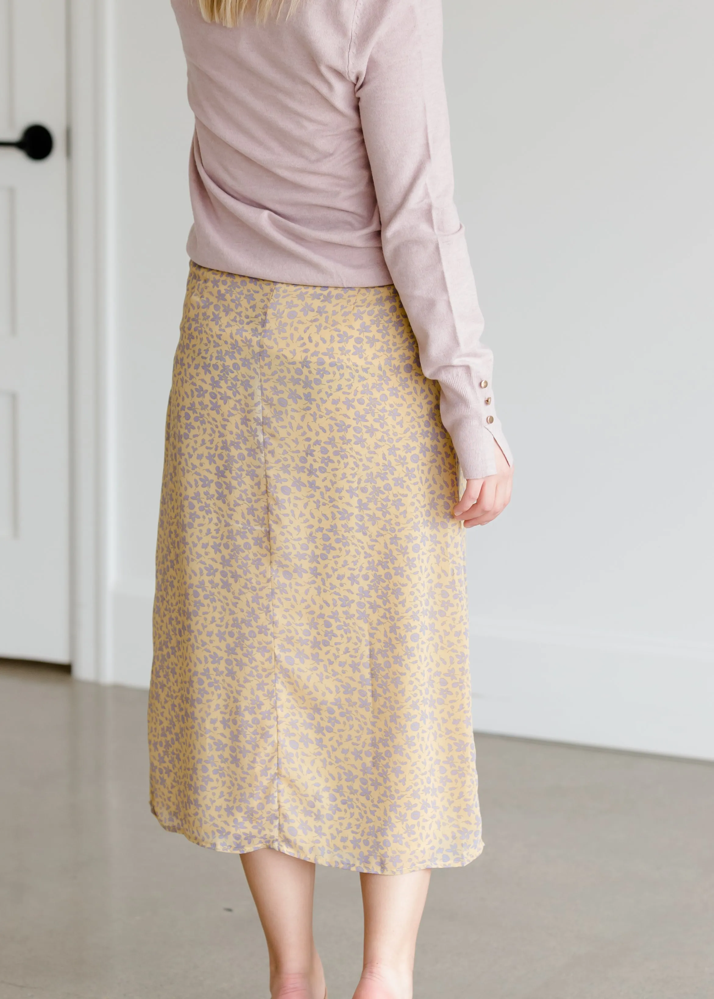 Yellow Floral Midi Skirt - FINAL SALE