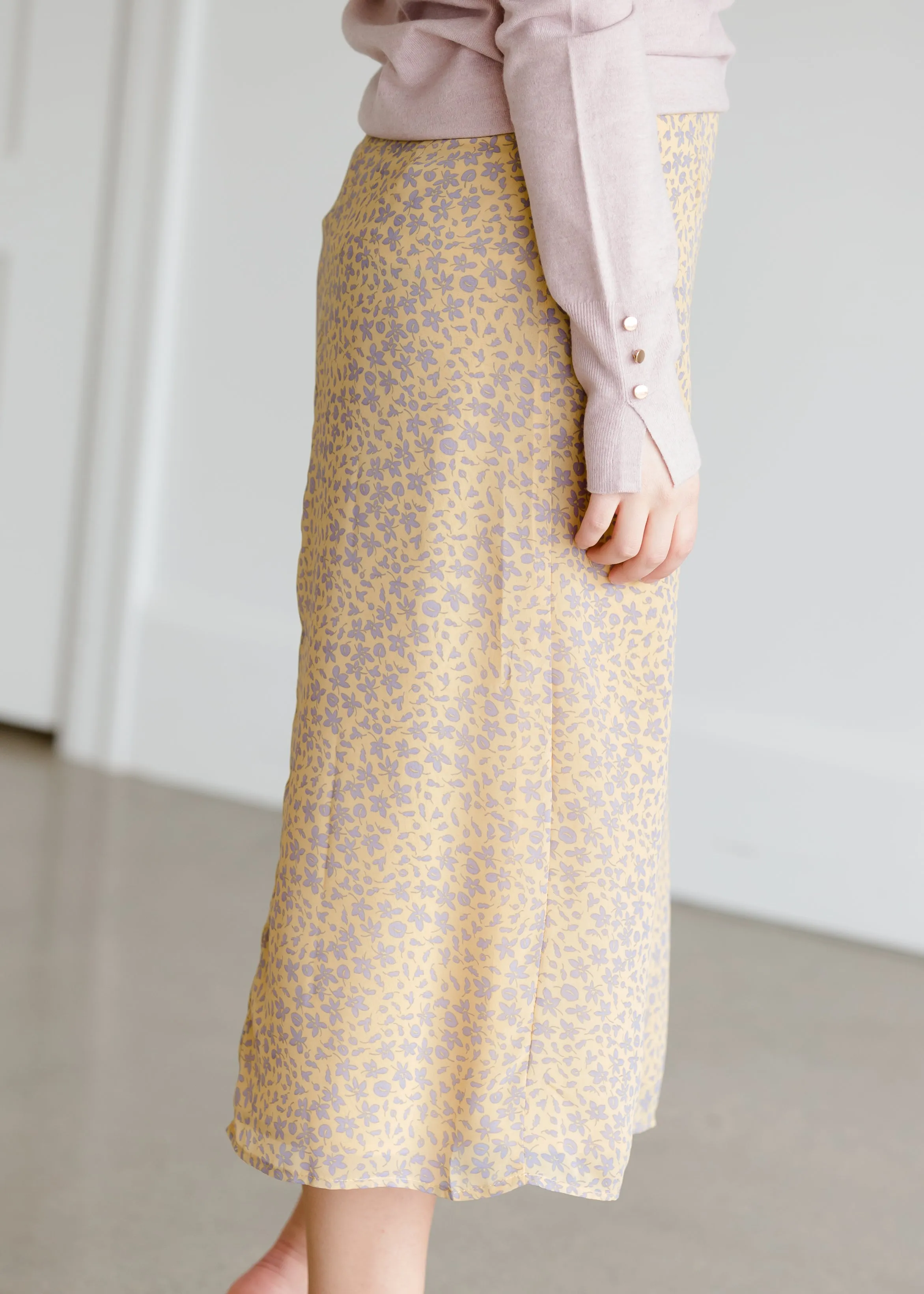 Yellow Floral Midi Skirt - FINAL SALE