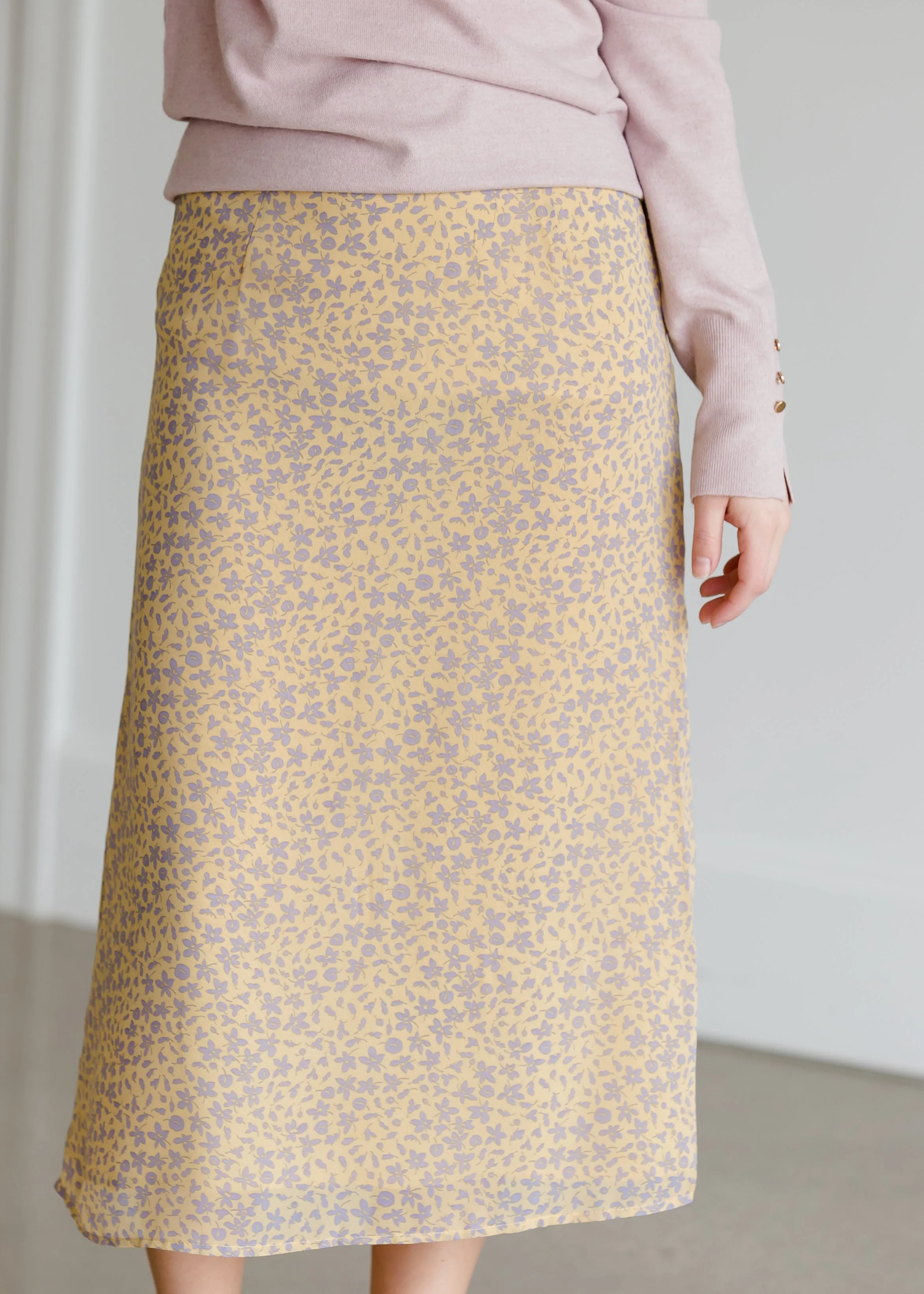 Yellow Floral Midi Skirt - FINAL SALE