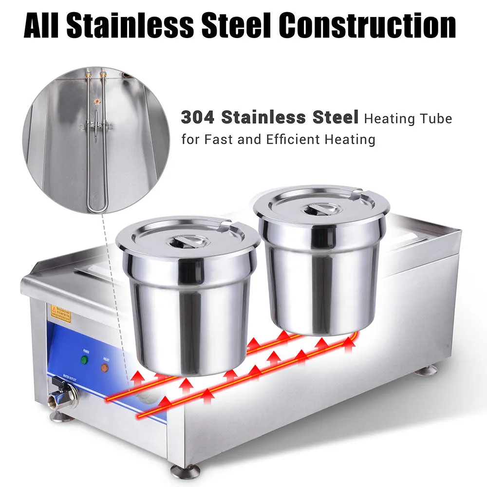 Yescom Food Warmer Water Bath Steam Table Stainless Steel